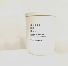 Load image into Gallery viewer, Sonder and Soul Lychee &amp; Peony Scented Soy Candle