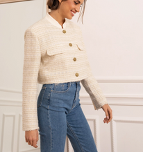 Load image into Gallery viewer, &quot;Cindy&quot; Unstructured Tweed Crop Jacket