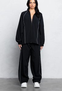 “Mastery” Zip-Up Tracksuit Set w/ Reflective Piping Trim