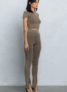 Washed Rib Crop Top and Leggings Set